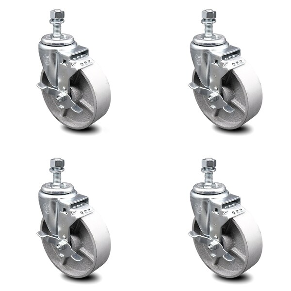 Semi Steel Swvl TS Caster w/RB w/5" Wheel&12mm Stem-4 Swvl w/Top Lck BRK